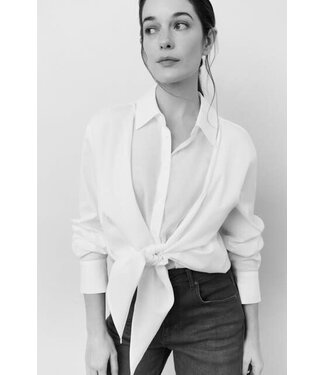 YAYA Layered blouse with knot - OFF WHITE