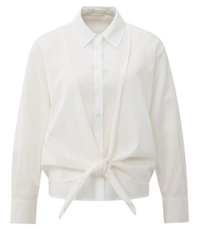 YAYA Layered blouse with knot - OFF WHITE
