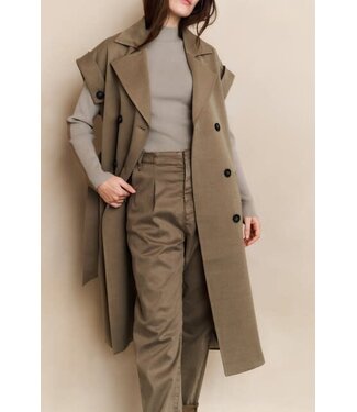 YAYA Woven loose fit trousers with pleats and chino pockets - CAPERS BROWNISH GREEN