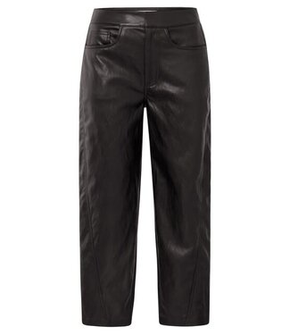 YAYA Faux leather carrot fit trousers with seam details - ANTHRACITE BROWN