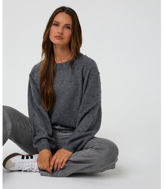 Esqualo Esqualo Sweater raglan pearls Dark Grey Melange