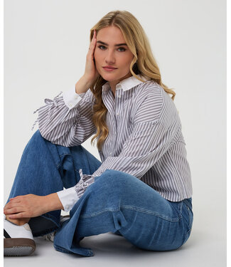 Esqualo Esqualo Blouse cropped stripes rhinestones Print