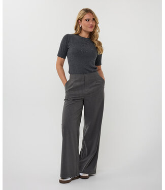 Esqualo Esqualo Trousers adjustable waist wide pinstripe Grey Melange