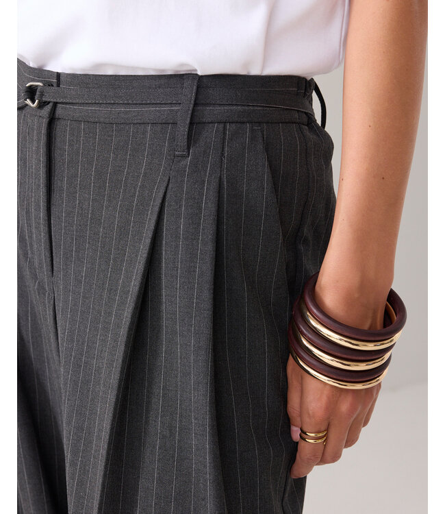 Summum Woman Summum Trousers wide Pinstripe, inseam 82cm  000860 - Anthracite