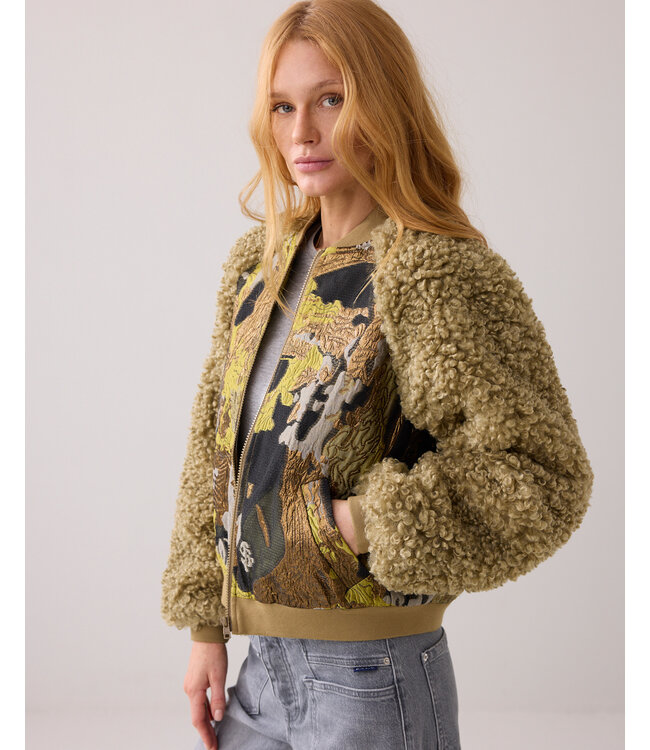 Summum Woman Summum Jacket bomber Jacuard teddy mix 000616 - Green Lentil