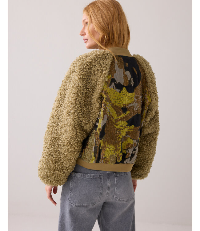 Summum Woman Summum Jacket bomber Jacuard teddy mix 000616 - Green Lentil