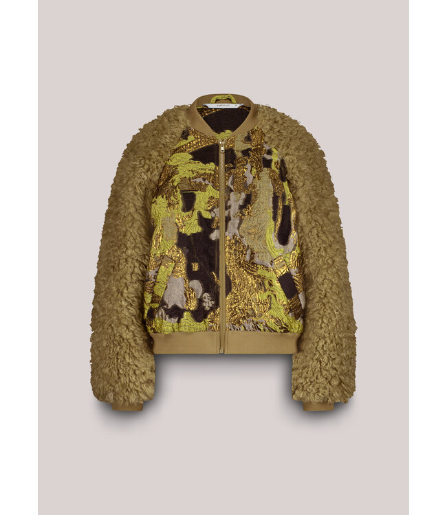 Summum Woman Summum Jacket bomber Jacuard teddy mix 000616 - Green Lentil