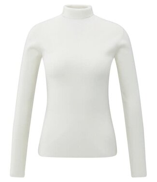 YAYA Fitted ribbed top with turtleneck - EARLY FROST WHITE