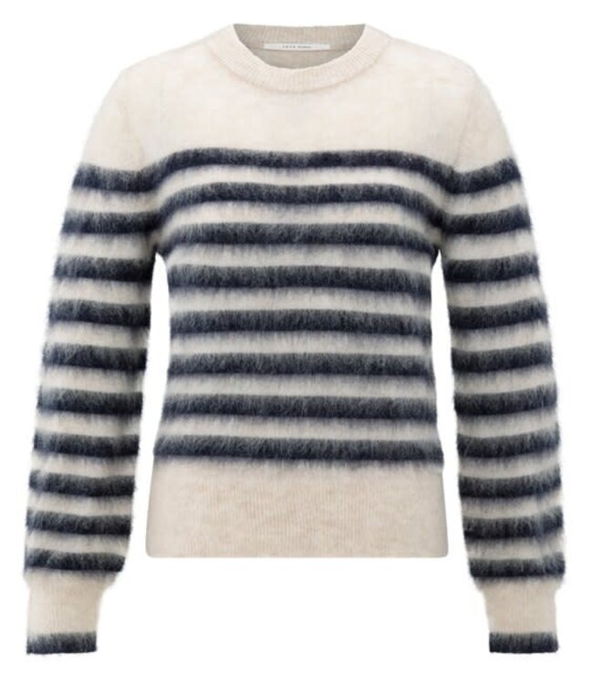 YAYA Striped sweater with round neck and long sleeves - COLLEGIATE BLUE DESSIN