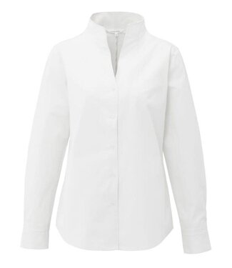 YAYA Blouse with high V-neck collar and cuffs - PURE WHITE