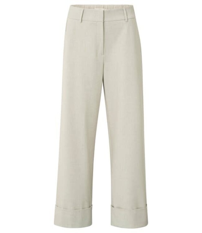 YAYA Soft structured trousers with big turn-ups - CLOUD GREY MELANGE