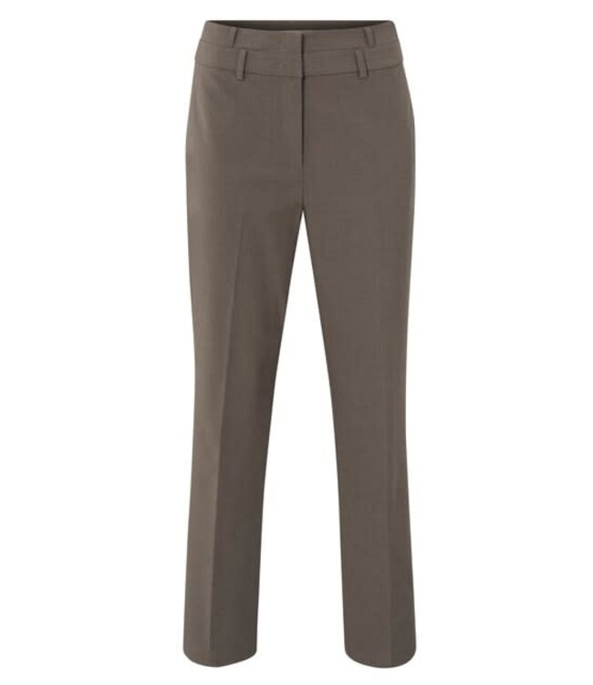 YAYA High waist trousers with double waistband - DARK TAUPE GREY MELANGE