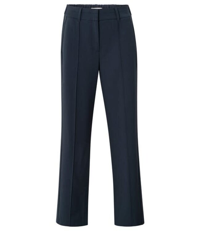 YAYA Wide leg trousers with decorative seams and slit - COLLEGIATE BLUE