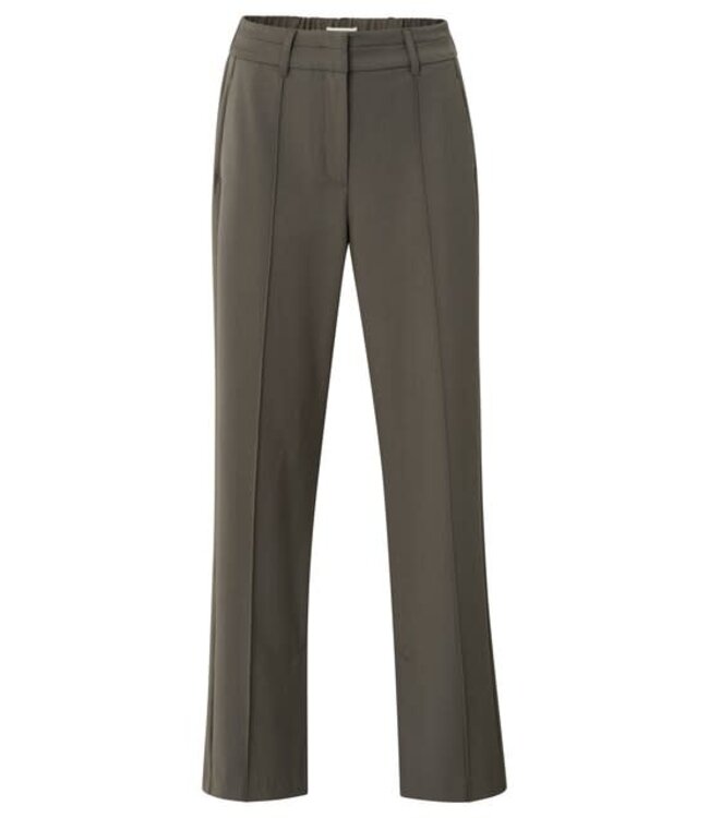 YAYA Wide leg trousers with decorative seams and slit - DARK NIGHT GREY