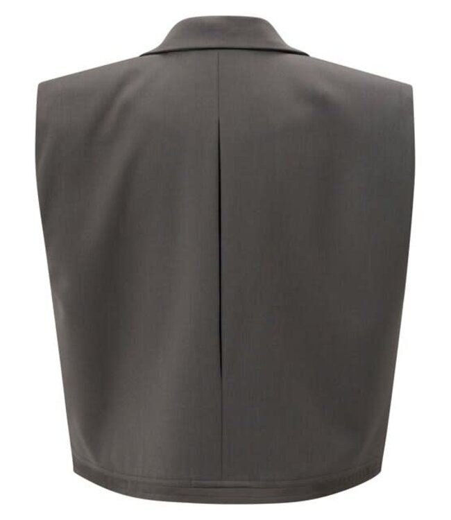 YAYA Sleeveless short blazer with double layer effect - DARK NIGHT GREY