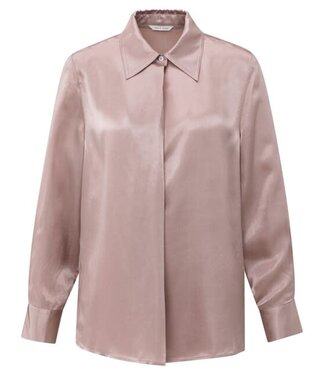 YAYA Satin blouse with classic collar and hidden closure - SHADOW GRAY PINK