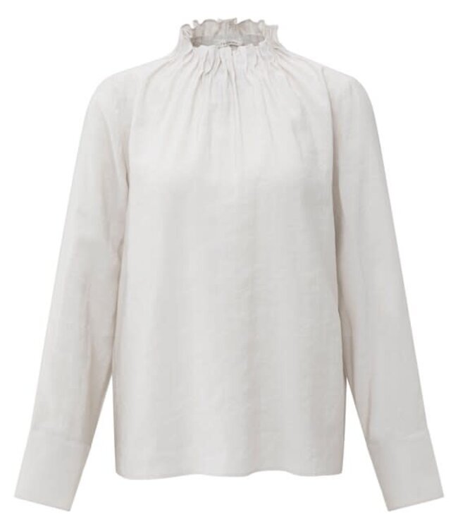 YAYA High neck top with drawstring hem - EARLY FROST WHITE