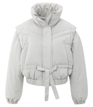 YAYA Cropped nylon jacket with zip-off sleeves - CLOUD GREY
