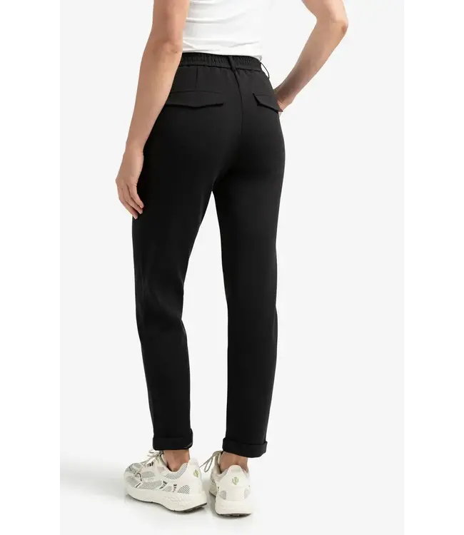 YAYA Scuba straight leg trousers with flap pockets - PIRATE BLACK