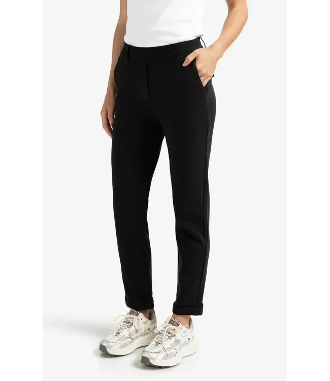 YAYA Scuba straight leg trousers with flap pockets - PIRATE BLACK