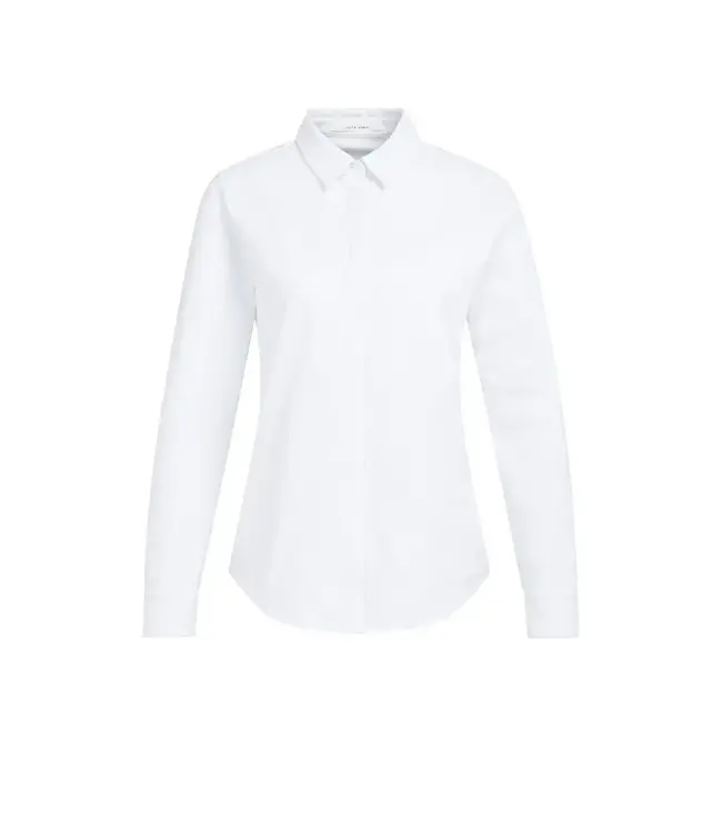 YAYA Soft jersey cotton blend shirt with blind placket - PURE WHITE