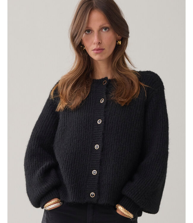Summum Woman Cardigan Cozy melange knit - 000990 - Black
