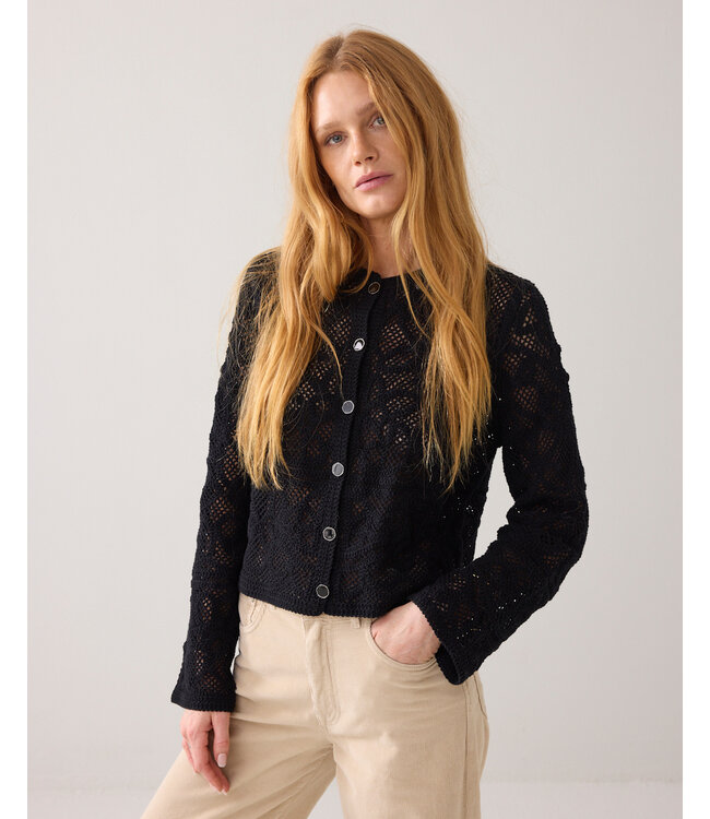Summum Woman Cardigan Macrame knit - 000990 - Black