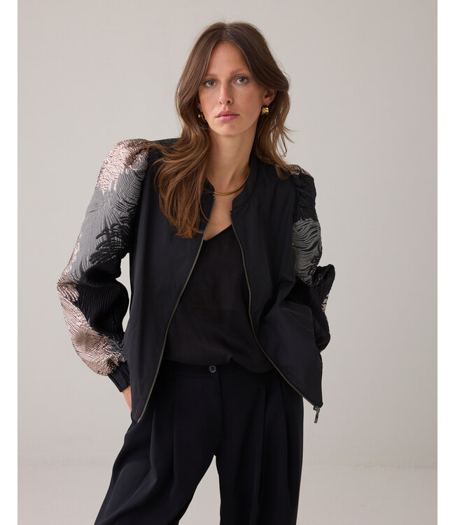 Summum Woman Bomber jacket leaves jacquard - 000120 - Multicolour