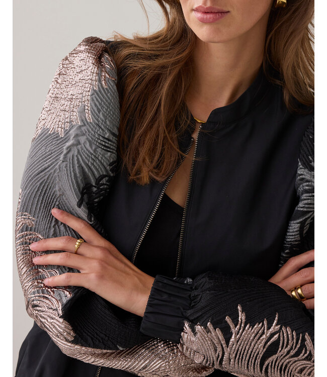 Summum Woman Bomber jacket leaves jacquard - 000120 - Multicolour