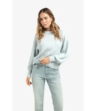 YAYA Ribbed sweater with round neck and long sleeves - SECRET SPACES GREY
