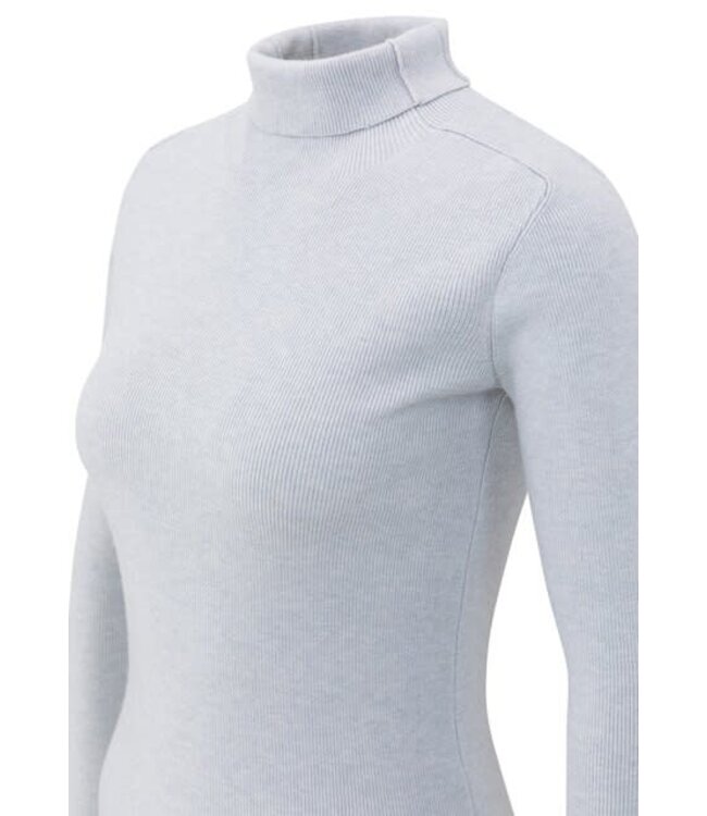 YAYA Fitted ribbed top with turtleneck - COLLEGIATE BLUE