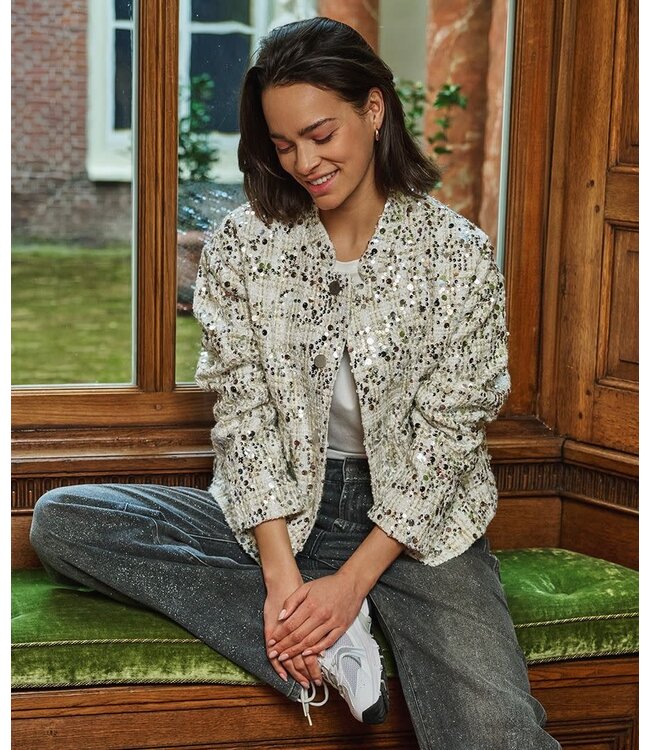 Esqualo Esqualo Jacket bomber sequins Off White