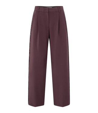 YAYA Woven wide leg trousers with satin side tape - FUDGE PURPLE