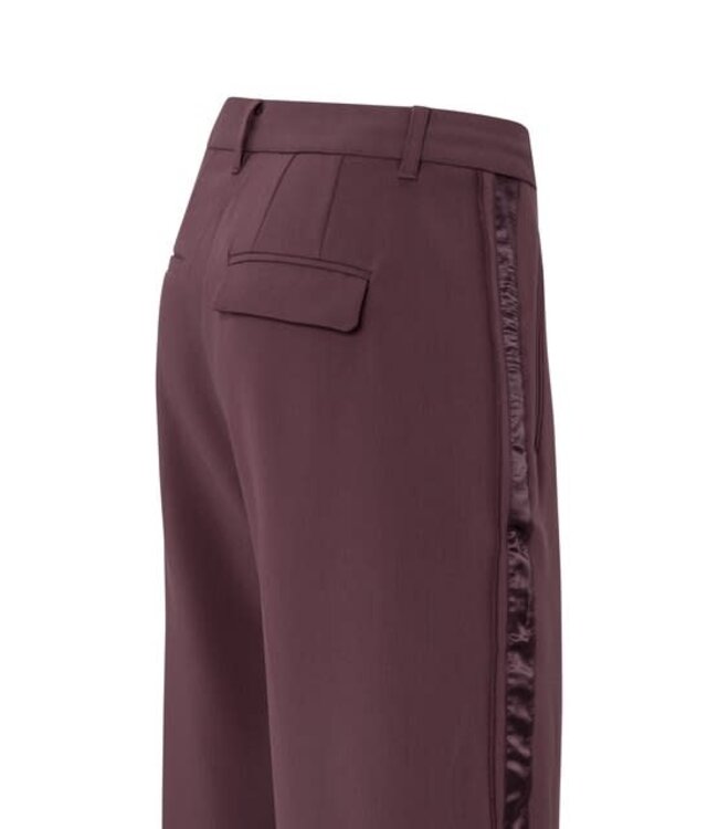 YAYA Woven wide leg trousers with satin side tape - FUDGE PURPLE
