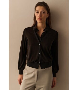 YAYA Jersey blouse with double layer effect - BLACK