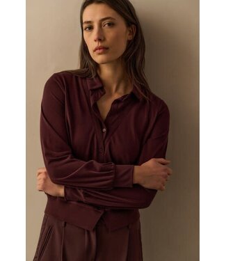 YAYA Jersey blouse with double layer effect - FUDGE PURPLE