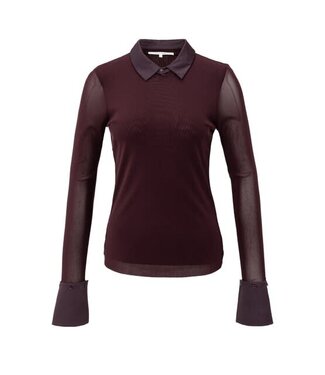 YAYA Mesh top with removable cuffs and collar - FUDGE PURPLE