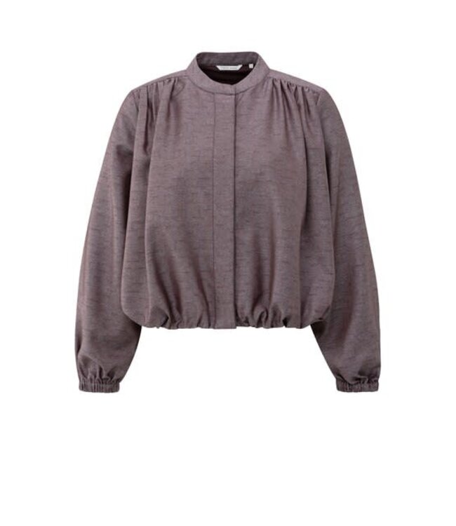YAYA Balloon-shaped blouse jacket with stand-up collar - FUDGE PURPLE DESSIN