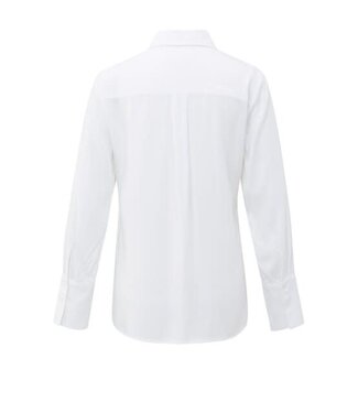 YAYA Blouse with subtle button detail and waist accent - PURE WHITE