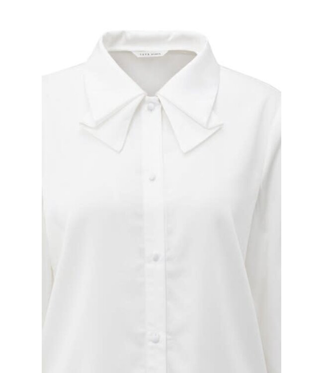 YAYA Blouse with bow detail in the collar - PURE WHITE
