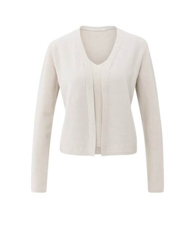 YAYA Knitted cardigan with matching spencer with subtle sequins - CLOUD GREY