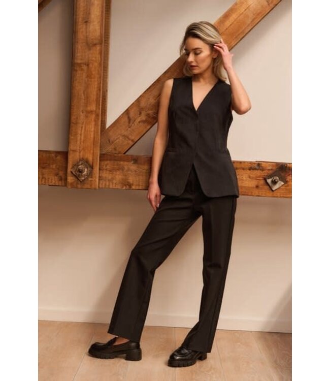 YAYA Scuba trousers with modern waistband - BLACK