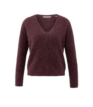 YAYA Soft V-neck sweater with long sleeves - FUDGE PURPLE