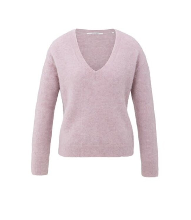 YAYA Soft V-neck sweater with long sleeves - CLOUD GRAY PURPLE