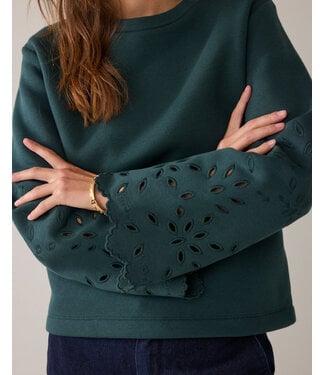 Summum Woman Top Embroidered sleeve - 000650 - Emerald green