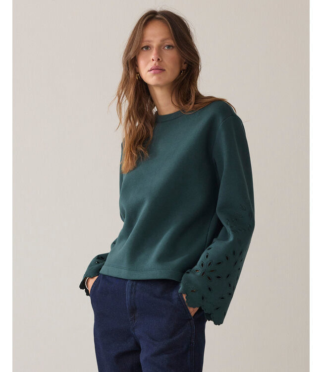 Summum Woman Top Embroidered sleeve - 000650 - Emerald green