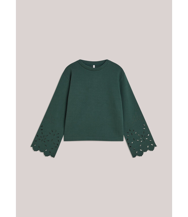 Summum Woman Top Embroidered sleeve - 000650 - Emerald green