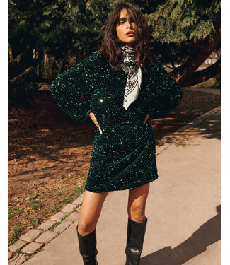 Summum Woman Dress Sequins velour - 000650 - Emerald green
