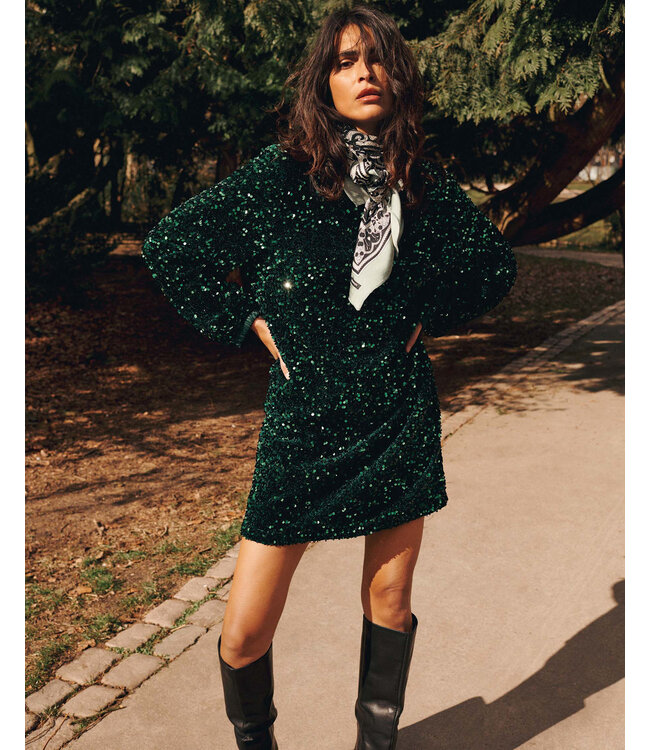 Summum Woman Dress Sequins velour - 000650 - Emerald green
