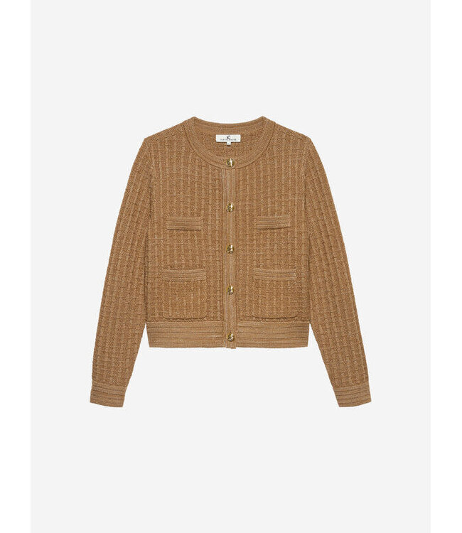 FIFTH HOUSE Loreline Cardigan-Dark Camel/Gold